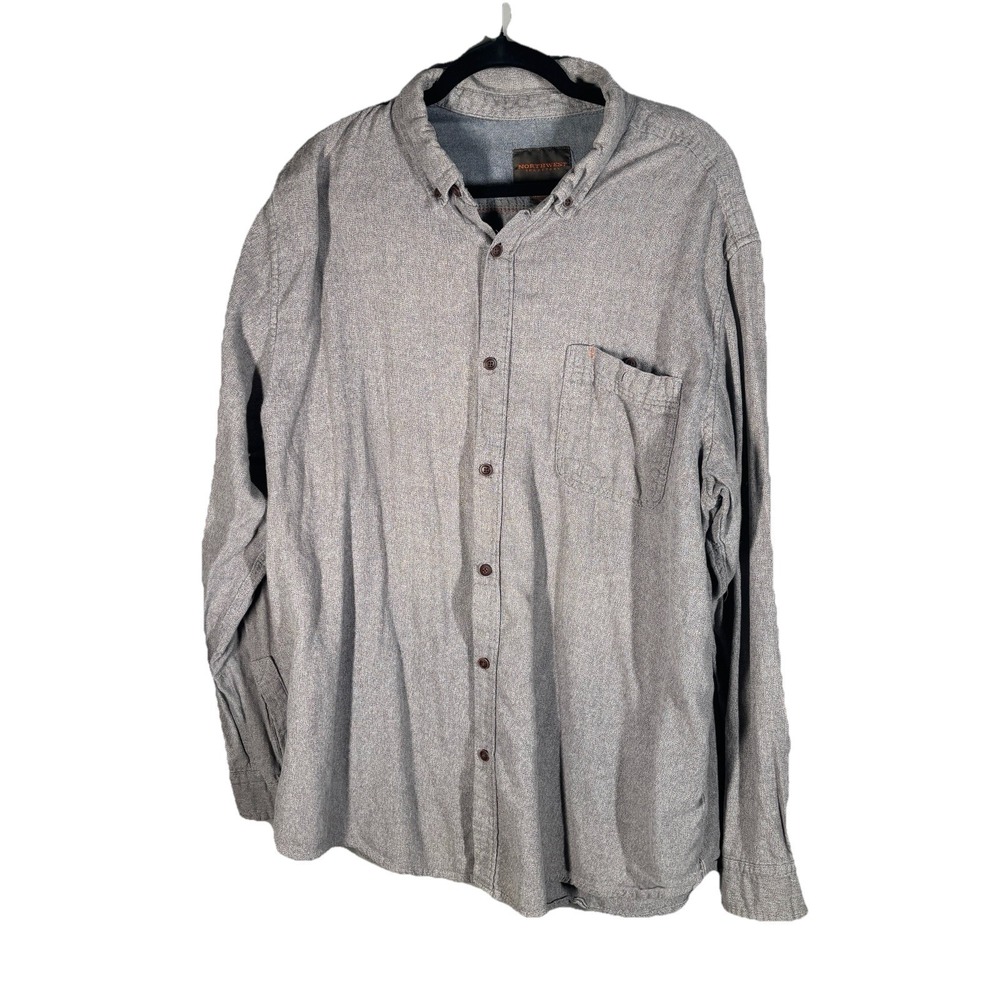 Northwest Territory Shirt Mens 2XLT Gray Button-Down Collared Long Sleeve XXLT